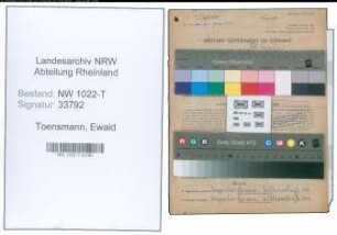 Entnazifizierung Ewald Toensmann , geb. 29.06.1913 (Bandwirker)