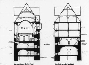 Halle (Saale), Moritzburg, Querschnitte durch Nord- und Westflügel