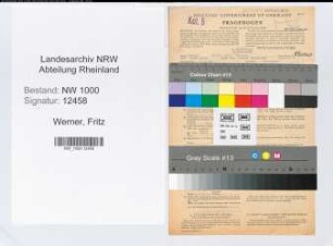 Entnazifizierung Fritz Werner, geb. 19.06.1889 (Prokurist)