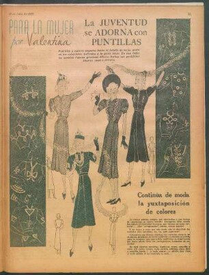 La juventud se adorna con puntillas : Para la mujer