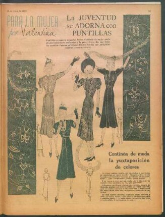 La juventud se adorna con puntillas : Para la mujer
