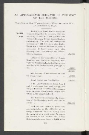 An appoximate estimate of the cost of the Scheme.