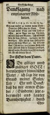 Christliche Gebet nach der Beicht.