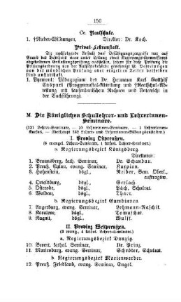 Die Königlichen Schullehrer- und Lehrerinnen-Seminare