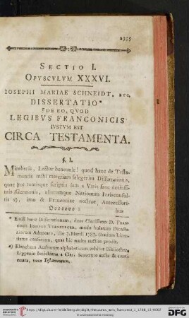 Sectio I. Opvscvlvm XXXVI
