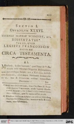 Sectio I. Opvscvlvm XXXVI