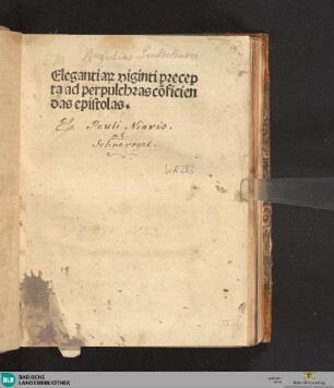Elegantia[rum] viginti precepta ad perpulchras co[n]ficienda epistolas