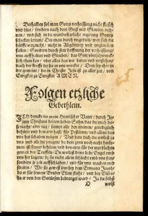 Folgen etzliche Gebethlein.