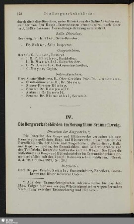 IV. Die Bergwerksbehörden im Herzogthum Braunschweig