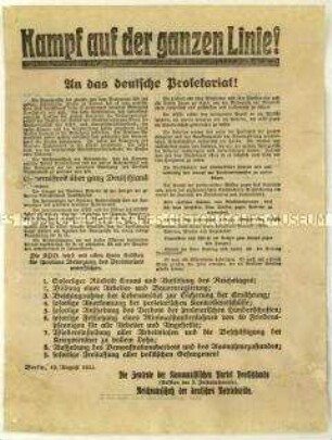Aufruf der KPD und des Reichsausschusses der deutschen Betriebsräte zum Generalstreik