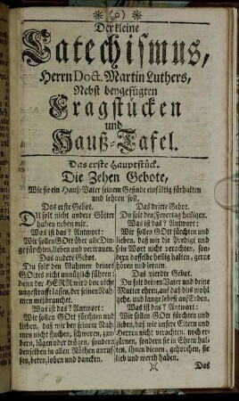 Der kleine Catechismus, Herrn Doct. Martin Luthers