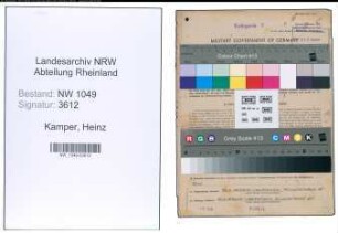 Entnazifizierung Heinz Kamper , geb. 25.11.1906 (Steuerberater)