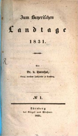 Zum Bayerischen Landtage 1831, 1