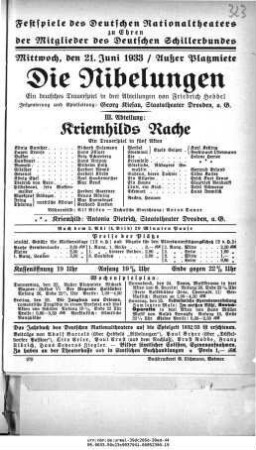 Die Nibelungen III. Abteilung: Kriemhilds Rache