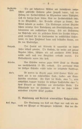 II. Gewinnung und Vertrieb mineralischer Rohprodukte.