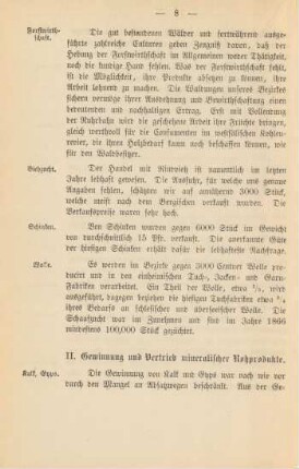 II. Gewinnung und Vertrieb mineralischer Rohprodukte.