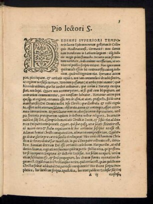 Pio lectori S.