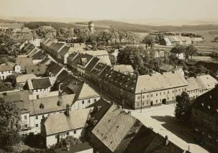 Sayda, Stadt : Sayda. Blick vom Kirchturm über die Stadt nach dem Schwartenberg nach Südosten