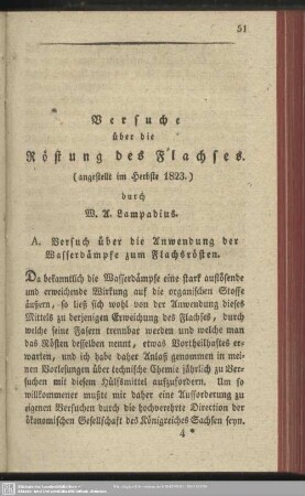 Versuche über die Röstung des Flachses