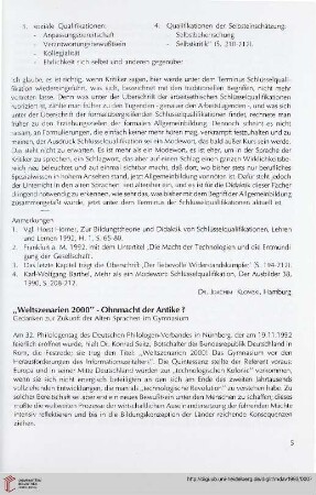 36: "Weltszenarien 2000" - Ohnmacht der Antike? : Gedanken zur Zukunft der Alten Sprachen im Gymnasium