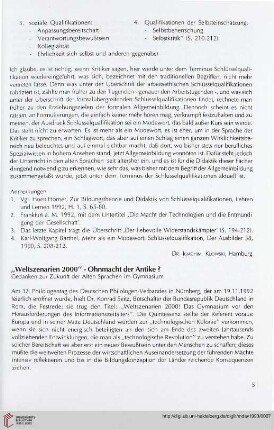 36: "Weltszenarien 2000" - Ohnmacht der Antike? : Gedanken zur Zukunft der Alten Sprachen im Gymnasium