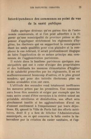 Interdépendance des communes au point de vue de la santé publique