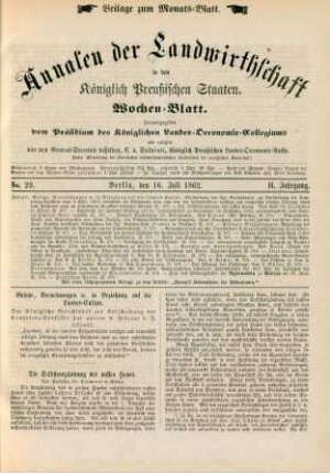 No. 29. Berlin, den 16. Juli 1862. II. Jahrgang.