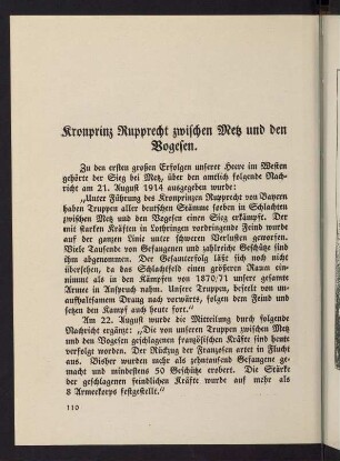 110-122, Kronprinz Ruprecht zwischen Metz und den Vogesen. - Kriegsweihnacht beim bayrischen Kronprinzen.