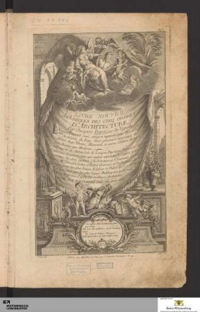 Livre Nouveau Ou Regles Des Cinq Ordres D'Architecture : Avec plusieurs morceaux de Michel-Ange, Vitruve, Mansard ...; Le tout enrichi de Cartels, Culs de Lampes, Paysages, Figures ...