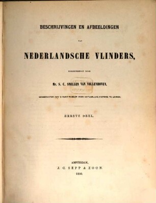 Beschrijvingen en afbeeldingen van nederlandsche vlinders, 1
