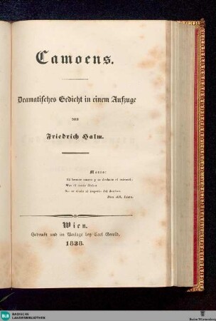 Camoens : dramatisches Gedicht in einem Aufzuge