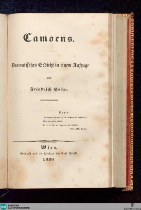Camoens : dramatisches Gedicht in einem Aufzuge