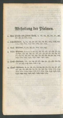 Abtheilung der Psalmen