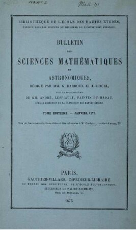 Tome Huitéme. - Janvier 1875.