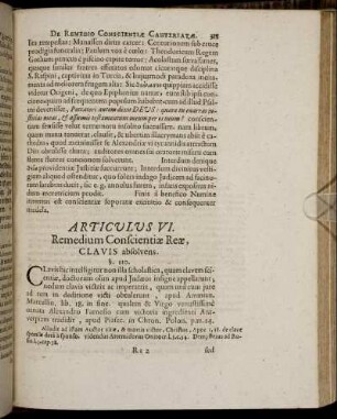 Articulus VI. Remedium Conscientiæ Reæ, Calvis absolvens.