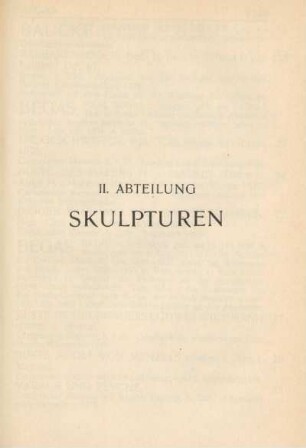 II. Abteilung. Skulpturen