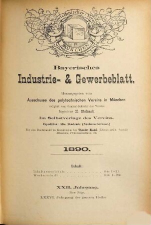 Bayerisches Industrie- und Gewerbeblatt. 22. 1890