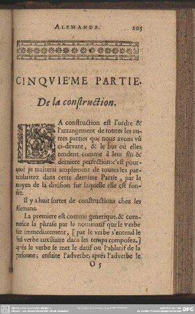 Cinquième Partie. De la construction