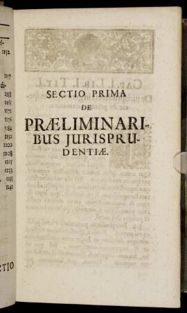 Sectio Prima De Præliminaribus Jurisprudentiæ
