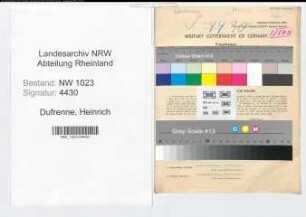 Entnazifizierung Heinrich Dufrenne , geb. 16.05.1901 (Kaufmann)
