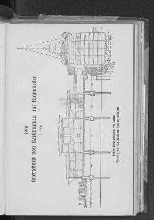1916. Querschnitt von Kaischuppen auf Kuhwärder