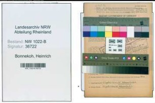 Entnazifizierung Heinrich Bonnekoh , geb. 30.08.1911 (Prokurist)