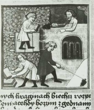Turmbau zu Babel, Miniatur, 15. Jh.