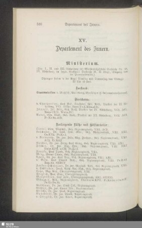 XV. Departement des Innern