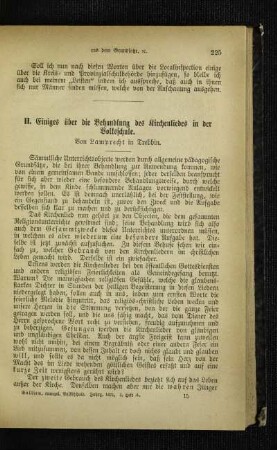 Einiges über die Behandlung des Kirchenliedes in der Volksschule