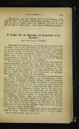 Einiges über die Behandlung des Kirchenliedes in der Volksschule