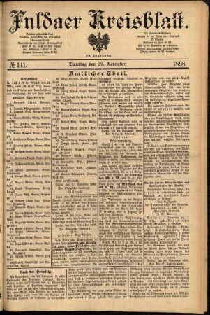 Erste Ausgabe vom Dienstag, den 29. November 1898.