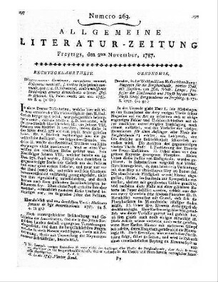 [Sammelrezension zweier englischsprachiger Rezensionszeitschriften] Rezensiert werden: 1. The monthly review. [August 1787]. London [1787] 2. The Critical review. [August 1787]. [London] [1787]