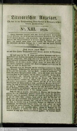Literarischer Anzeiger No. XIII. 1821