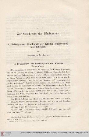 17: Zur Geschichte des Rheingaues, 1, Beiträge zur Geschichte der Klöster Rupertsberg und Eibingen